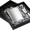 Merkloos RVS Heupfles Gift Set - Platvink - Zakflacon - Zakfles - Drankfles - Drankflacon Heupflesje - Incl. Trechter En Bekertjes