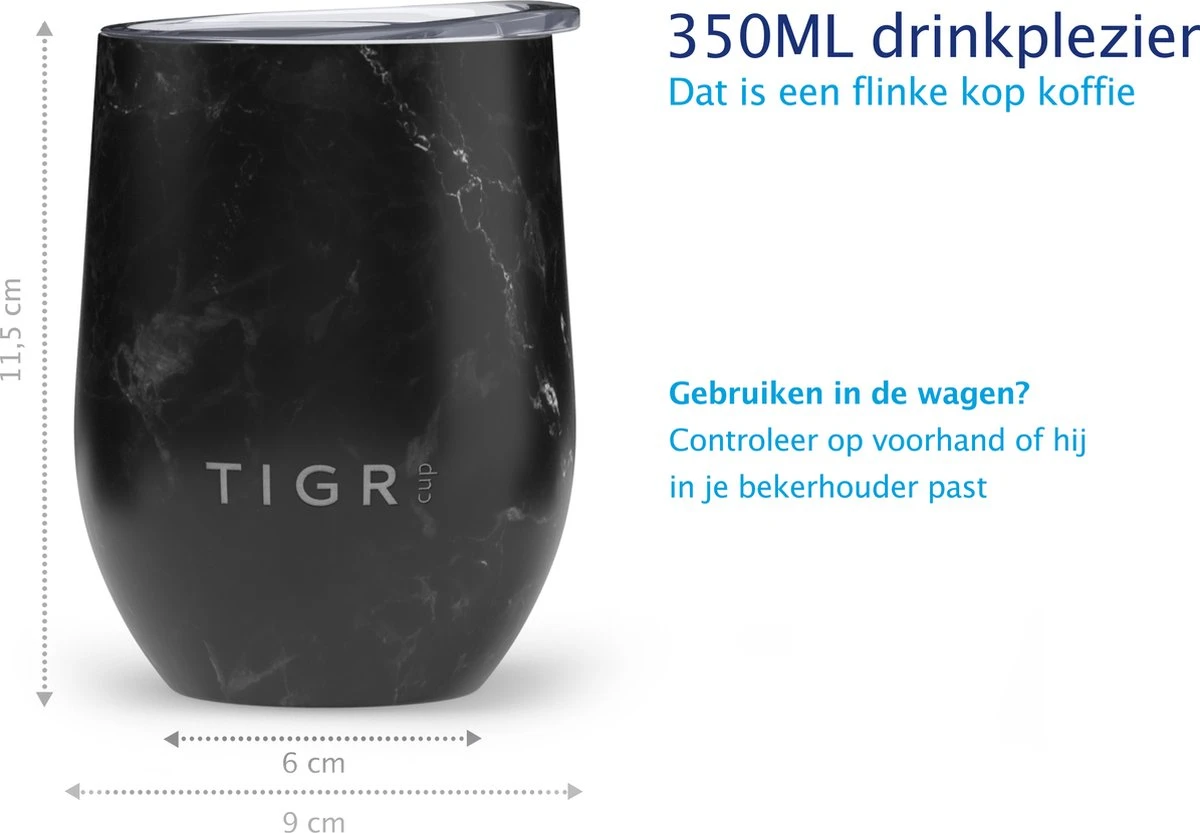 TIGR The Combo - Voordeelset Minimalist Thermosfles En Cup Warmhoudbeker - 500ml - Zwart Marmer 6 TIGR The Combo - Voordeelset Minimalist Thermosfles En Cup Warmhoudbeker - 500ml - Zwart Marmer - Afbeelding 6
