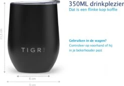 TIGR Cups - Drinkbekers - Thermosbekers - RVS - Set Van 2 - 350ml - Zwart/Rosé Goud -Drinken Goedkope Winkel 1200x834