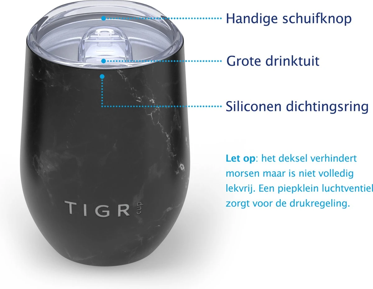 TIGR The Combo - Voordeelset Minimalist Thermosfles En Cup Warmhoudbeker - 500ml - Zwart Marmer 3 TIGR The Combo - Voordeelset Minimalist Thermosfles En Cup Warmhoudbeker - 500ml - Zwart Marmer - Afbeelding 3