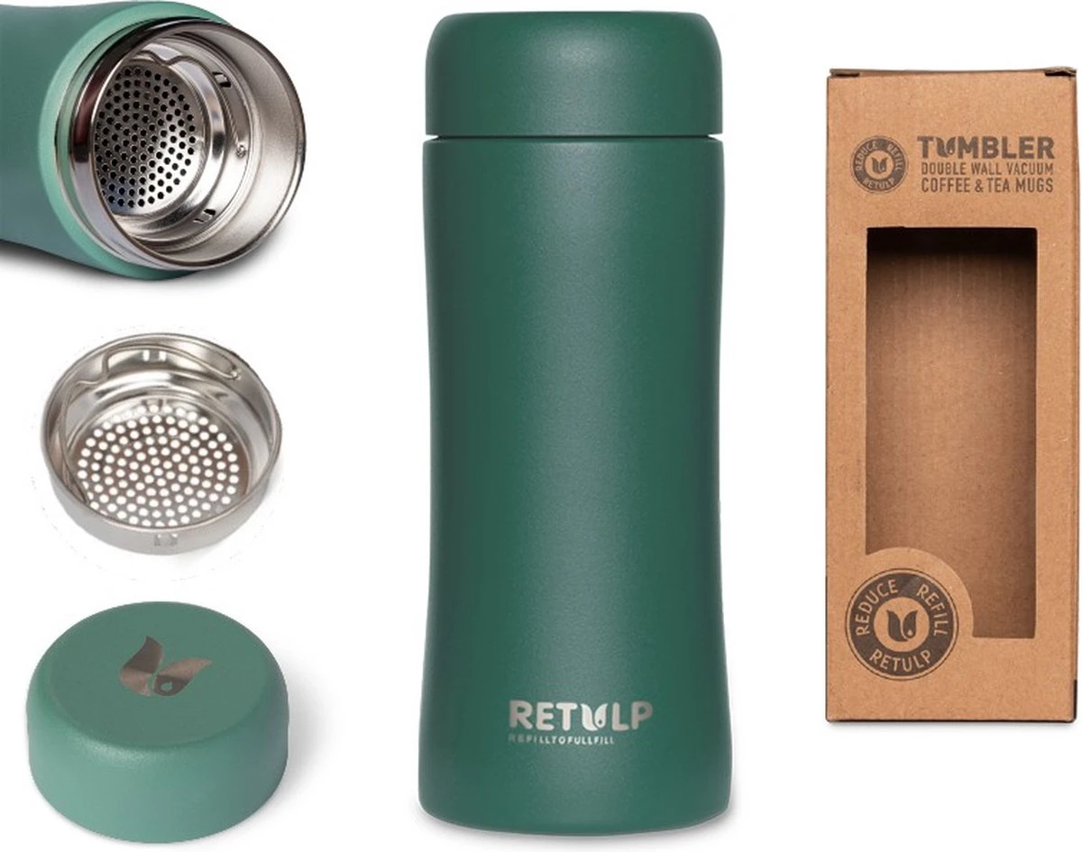 Retulp - Tumbler Thermosbeker - Teal Green - 300 Ml - Thermosfles - Groen 1 Retulp - Tumbler Thermosbeker - Teal Green - 300 Ml - Thermosfles - Groen