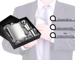 Merkloos RVS Heupfles Gift Set - Platvink - Zakflacon - Zakfles - Drankfles - Drankflacon Heupflesje - Incl. Trechter En Bekertjes -Drinken Goedkope Winkel 1200x960