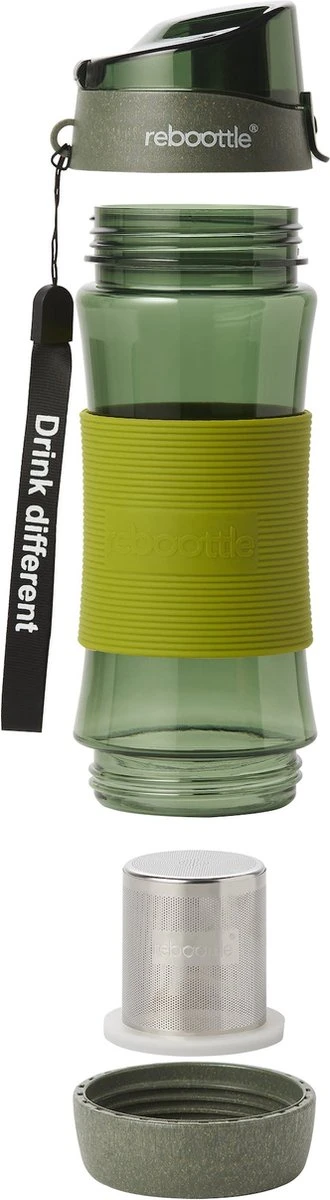 Reboottle - Tea - Drinkfles Met Theefilter - Thee Infuser - Theefles - 450ml - Beige/Groen 3 Reboottle - Tea - Drinkfles Met Theefilter - Thee Infuser - Theefles - 450ml - Beige/Groen - Afbeelding 3