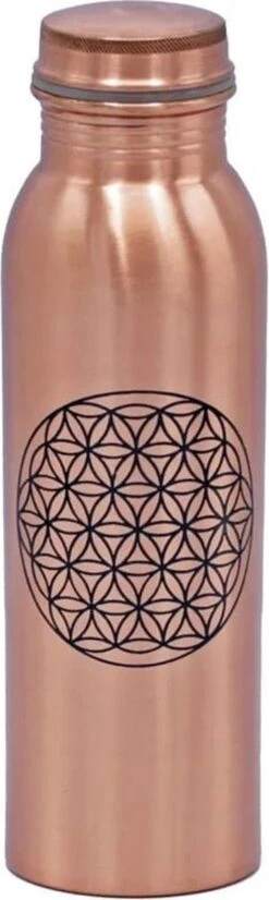 Koperen Drinkfles Bloem Des Levens Geprint - 750 - Koper