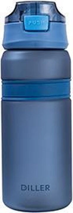 Diller Waterfles Met Rietje - Drinkfles - Handig Sluitsysteem - 700ml - Blauw - Tritan & BPA-vrij