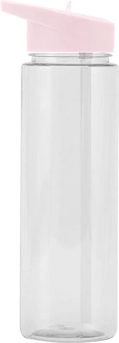 Merkloos Waterfles Met Rietje - 700ML - Drinkfles - Transparant- Roze