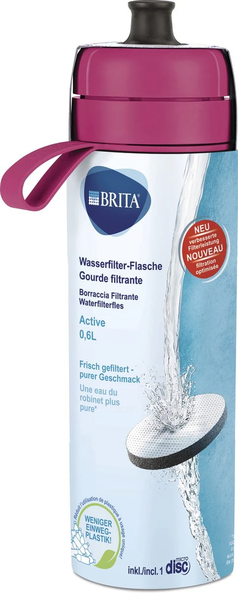 BRITA - Fill&Go Waterfilterfles ACTIVE - 0,6L - Roze - Inclusief 1 MicroDisc Waterfilter 6 BRITA - Fill&Go Waterfilterfles ACTIVE - 0,6L - Roze - Inclusief 1 MicroDisc Waterfilter - Afbeelding 6