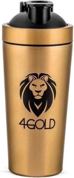 4Gold Shaker, Lekvrije Sport Waterfles, BPA-vrij, Sport Accessoires, Goud, 750ml