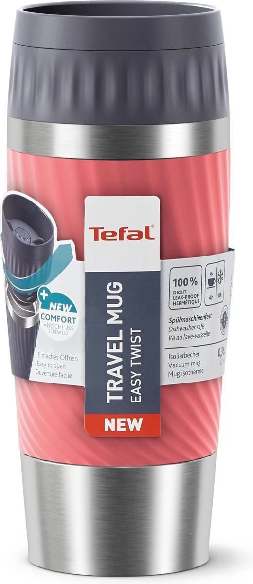 Tefal Travel Mug Easy Twist Thermobeker - Koraalrood - 0,36 Liter 6 Tefal Travel Mug Easy Twist Thermobeker - Koraalrood - 0,36 Liter - Afbeelding 6