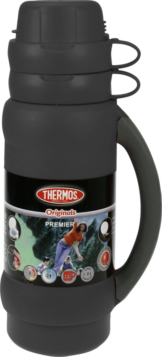 Thermos Premier Isoleerfles - 1L - Zwart 1 Thermos Premier Isoleerfles - 1L - Zwart