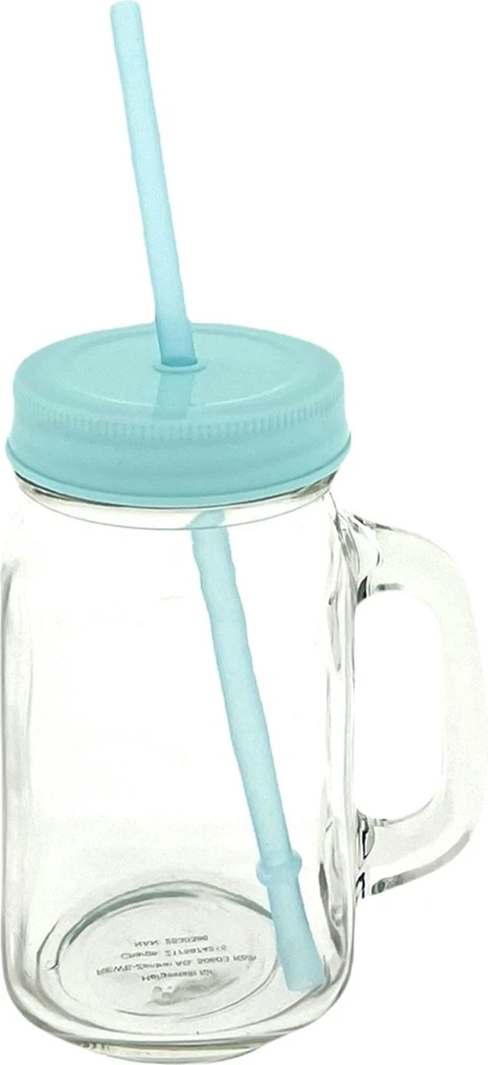 4x Stuks Glazen Mason Jar Drinkbekers Kunstof Schroefdeksel En Rietje 400 Ml - Fruit Shakes 5 4x Stuks Glazen Mason Jar Drinkbekers Kunstof Schroefdeksel En Rietje 400 Ml - Fruit Shakes - Afbeelding 5