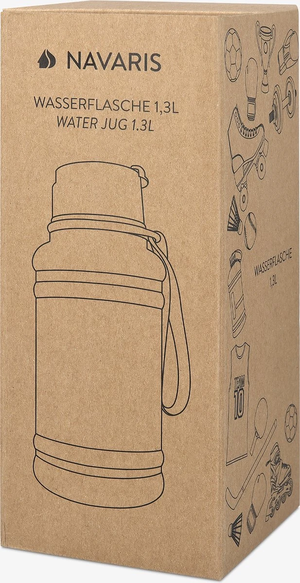 Navaris Fitness Drinkfles 1,3 Liter - Lichte Waterfles Van Roestvrij Staal Grijs - Grote Grijze Waterfles RVS Voor Sport, Fitness, Yoga En Kamperen 3 Navaris Fitness Drinkfles 1,3 Liter - Lichte Waterfles Van Roestvrij Staal Grijs - Grote Grijze Waterfles RVS Voor Sport, Fitness, Yoga En Kamperen - Afbeelding 3