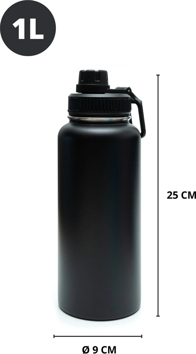 Thermosfles - Onyx Black - 1 Liter - Extra Dop Met Rietje & Drinktuit - Thermosflessen - Isoleerfles - BPA Vrij - Lekvrij - Thermoskan - Isoleerbeker - Thermosbeker 8 Thermosfles - Onyx Black - 1 Liter - Extra Dop Met Rietje & Drinktuit - Thermosflessen - Isoleerfles - BPA Vrij - Lekvrij - Thermoskan - Isoleerbeker - Thermosbeker - Afbeelding 8