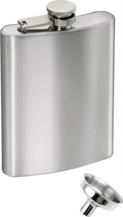 Platvink Middelgroot 177 Ml Met Trechter - 6oz RVS Drankflacon Zakfles