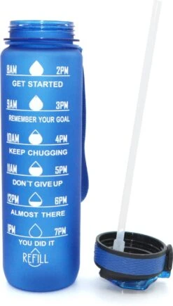 Waterfles Met Tijdmarkering - Motivatie Drinkfles Met Rietje - 1 Liter Waterfles - BPA Vrij - Blauw 7 Waterfles Met Tijdmarkering - Motivatie Drinkfles Met Rietje - 1 Liter Waterfles - BPA Vrij - Blauw -Drinken Goedkope Winkel 681x1200 2
