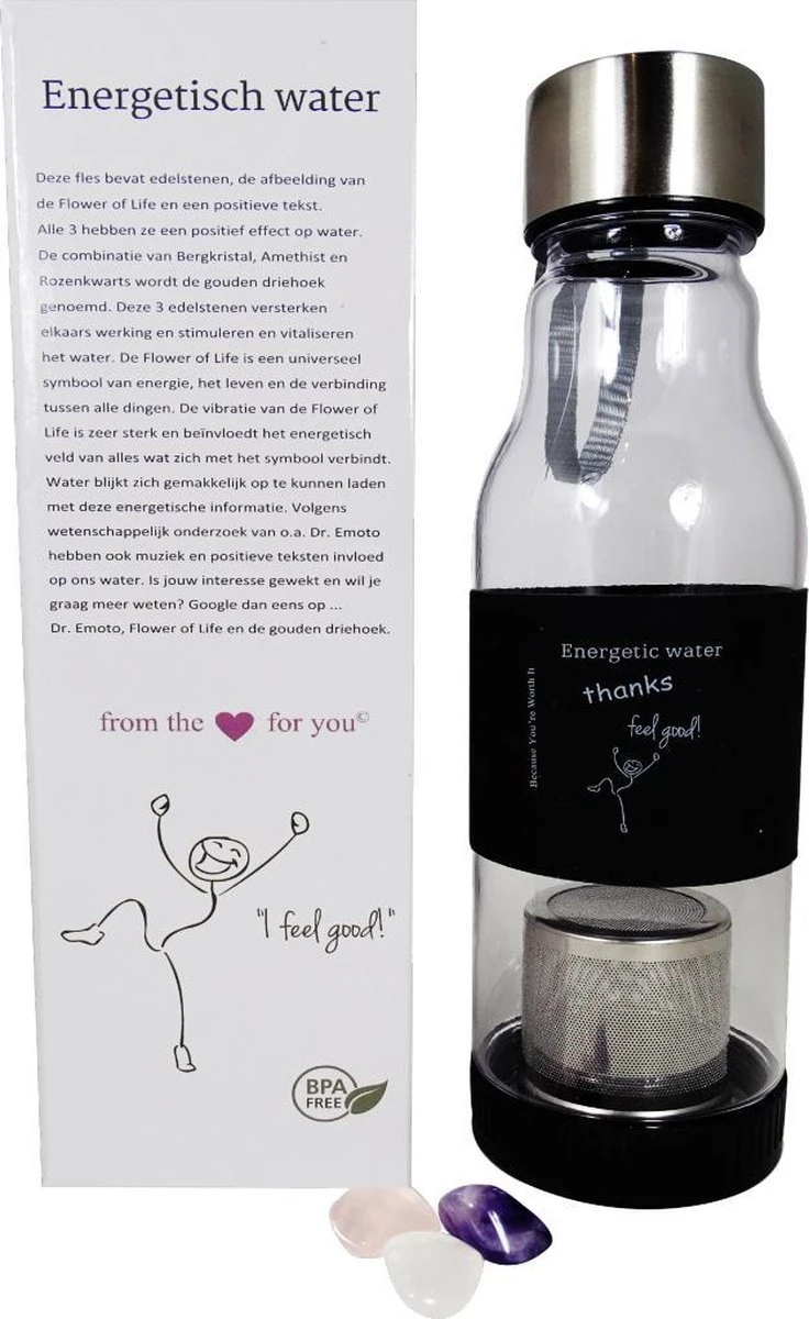 Waterfles Met Edelstenen - Bloem Des Levens - Je Eigen Energetisch Water- BPA Free - 4 Waterfles Met Edelstenen - Bloem Des Levens - Je Eigen Energetisch Water- BPA Free - - Afbeelding 4