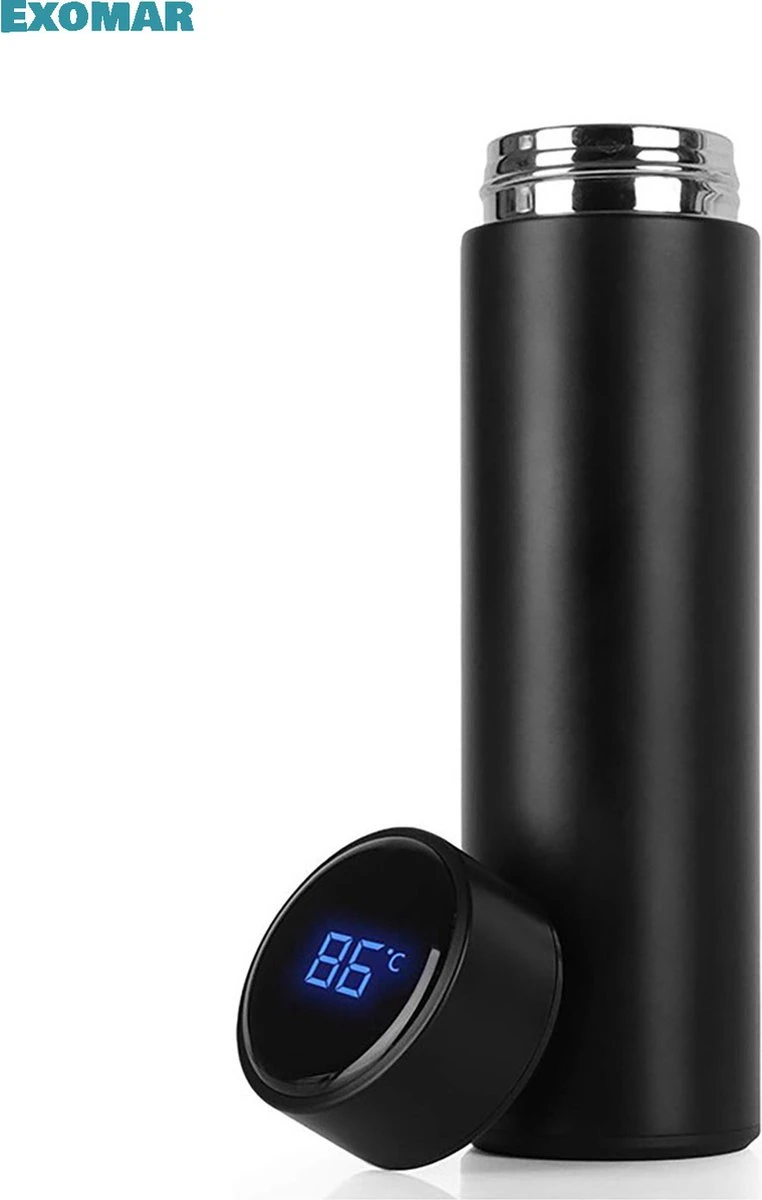Exomar® Slimme Thermosfles Met LCD Temperatuur Display - Curver Isolatiefles 500 ML - Matte Finish - Thermosbeker - Isoleerfles - Dubbelwandige Thermosfles - Thermoskan - Travel Mug - Bidon Drinkfles - Drinkflessen - RVS - Koffiebeker - Smart Thermos 1 Exomar® Slimme Thermosfles Met LCD Temperatuur Display - Curver Isolatiefles 500 ML - Matte Finish - Thermosbeker - Isoleerfles - Dubbelwandige Thermosfles - Thermoskan - Travel Mug - Bidon Drinkfles - Drinkflessen - RVS - Koffiebeker - Smart Thermos