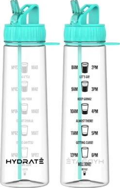 HYDRATE 900ml Drinkfles Met Tijdmarkeringen - Sport Waterfles Met Rietje, BPA-vrije Drinkfles Rietje Gemaakt Van Tritan Ideaal Voor Sportschool, Kantoor, Wandelen, Fitness, Sportfles (Mint Groen) -Drinken Goedkope Winkel 766x1200 2