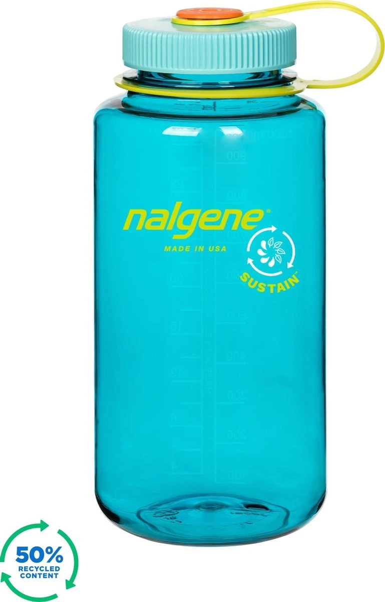 Nalgene Sustain Wide Mouth 1000ml - Drinkfles - Cerulean Sustain 1 Nalgene Sustain Wide Mouth 1000ml - Drinkfles - Cerulean Sustain