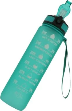 Vipes - Drinkfles Motivatie - Waterfles 1 Liter - Tijdsmarkering - Drinkfles Met Rietje - Bidon - Turquoise -Drinken Goedkope Winkel 786x1200