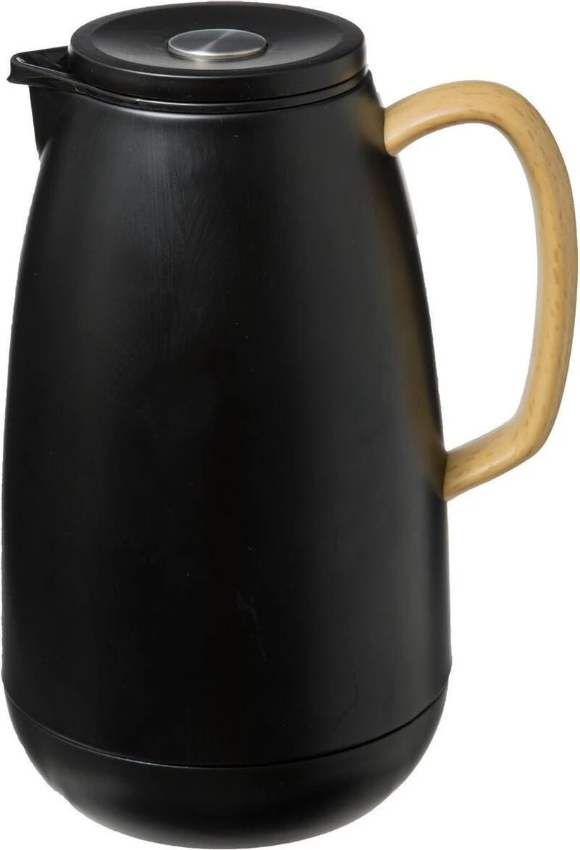 Koffie/thee Thermoskan/isoleerkan RVS 1 Liter Zwart - Isoleerkannen Voor Warme / Koude Dranken 1 Koffie/thee Thermoskan/isoleerkan RVS 1 Liter Zwart - Isoleerkannen Voor Warme / Koude Dranken