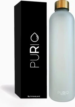 Innovaland Luxe Motivatie Waterfles Wit - 1 Liter Drinkfles - BPA Vrij - Volwassenen - Kinderen - Fitnes- Cadeau