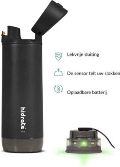 Hidrate Spark Chug Slimme Waterfles - Roestvrij Staal - 620ml - LED Verlichting - Zwart -Drinken Goedkope Winkel 864x1200 2