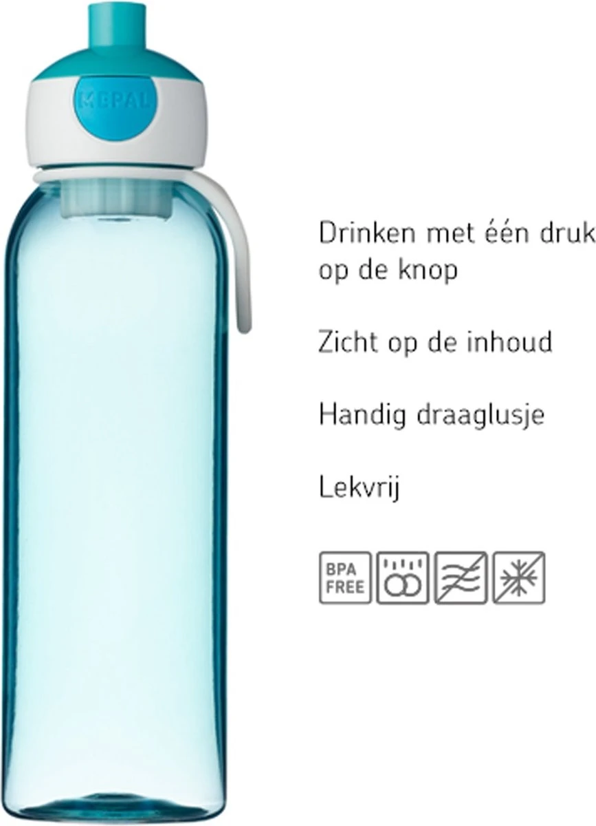 Mepal – Waterfles Pop-up Campus – 500 Ml – Blauw – Drinkfles Kinderen – Zicht Op Inhoud – BPA Vrij 3 Mepal – Waterfles Pop-up Campus – 500 Ml – Blauw – Drinkfles Kinderen – Zicht Op Inhoud – BPA Vrij - Afbeelding 3