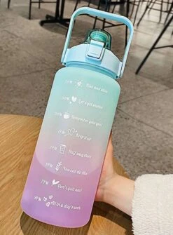 Waterfles 2 Liter- Motivatie Waterfles- Water Bottle - Waterfles - Meer Drinken - Paars Blauw