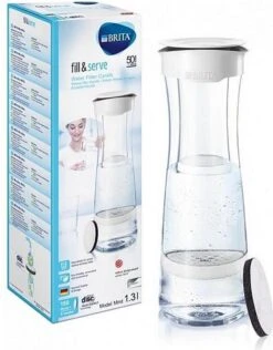 BRITA - Fill&Serve Waterfilterkaraf - 1,3L - Wit Grafiet - Inclusief 1 MicroDisc Waterfilter -Drinken Goedkope Winkel 937x1200