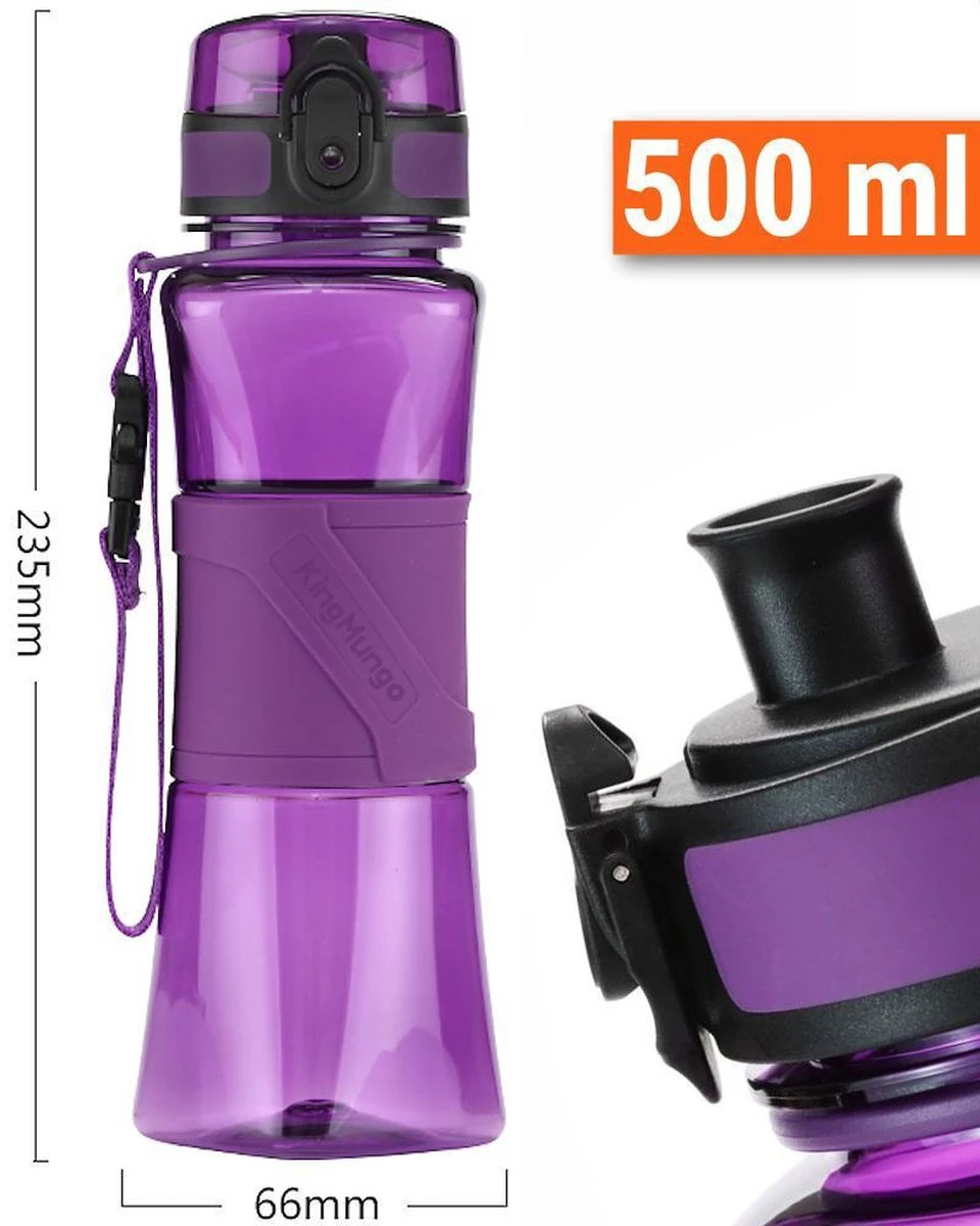 Drinkfles Herbruikbare Waterfles | 500 Ml Paars | Vaatwasserbestendig Drinkbus Bidon | King Mungo KMDF005 2 Drinkfles Herbruikbare Waterfles | 500 Ml Paars | Vaatwasserbestendig Drinkbus Bidon | King Mungo KMDF005 - Afbeelding 2