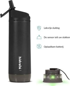 Hidrate Spark Straw Slimme Waterfles - Staal - 620ml - LED Verlichting - Zwart -Drinken Goedkope Winkel 983x1200 1